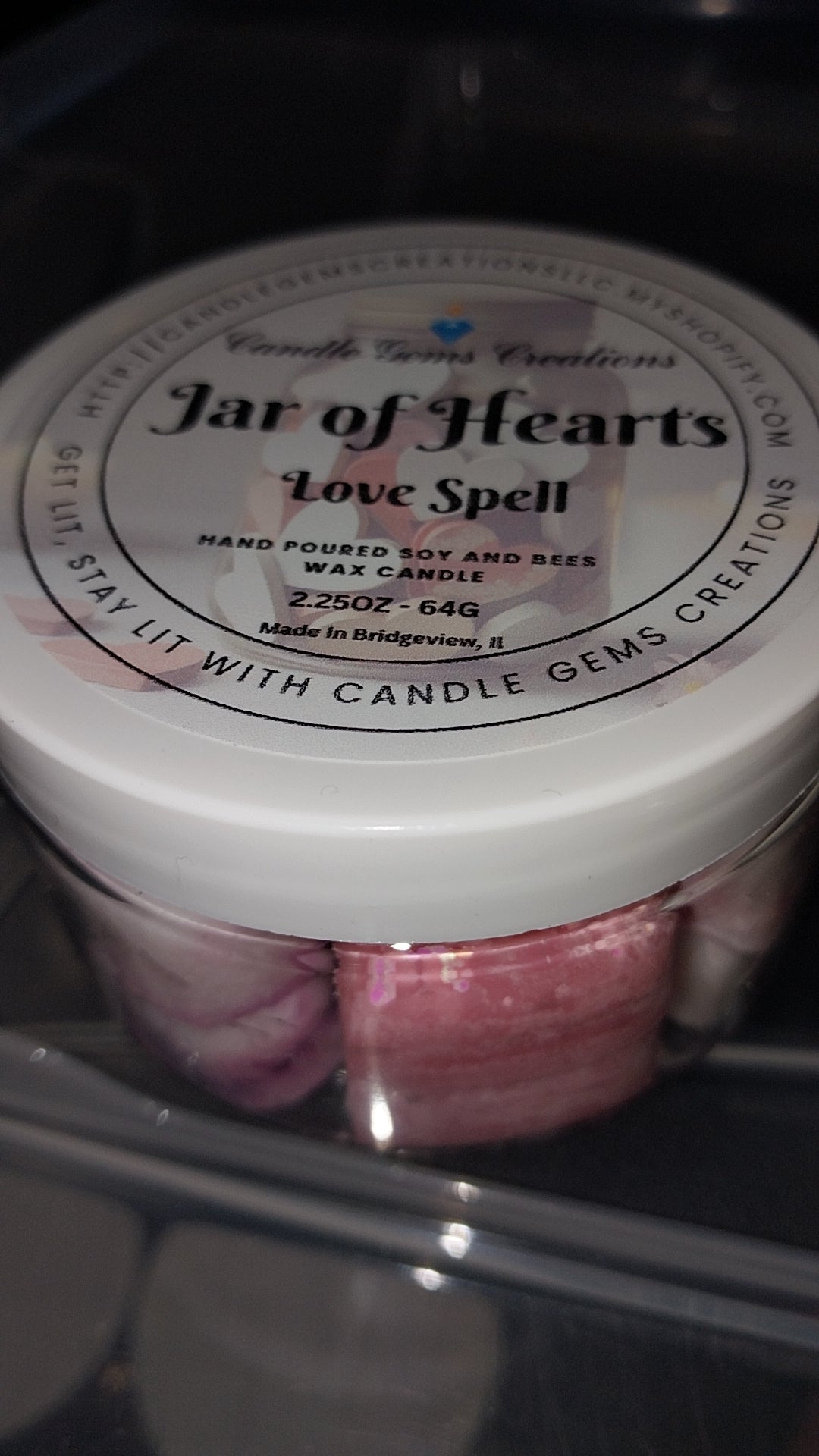 Jar of hearts- Love Spell color changing wax melts