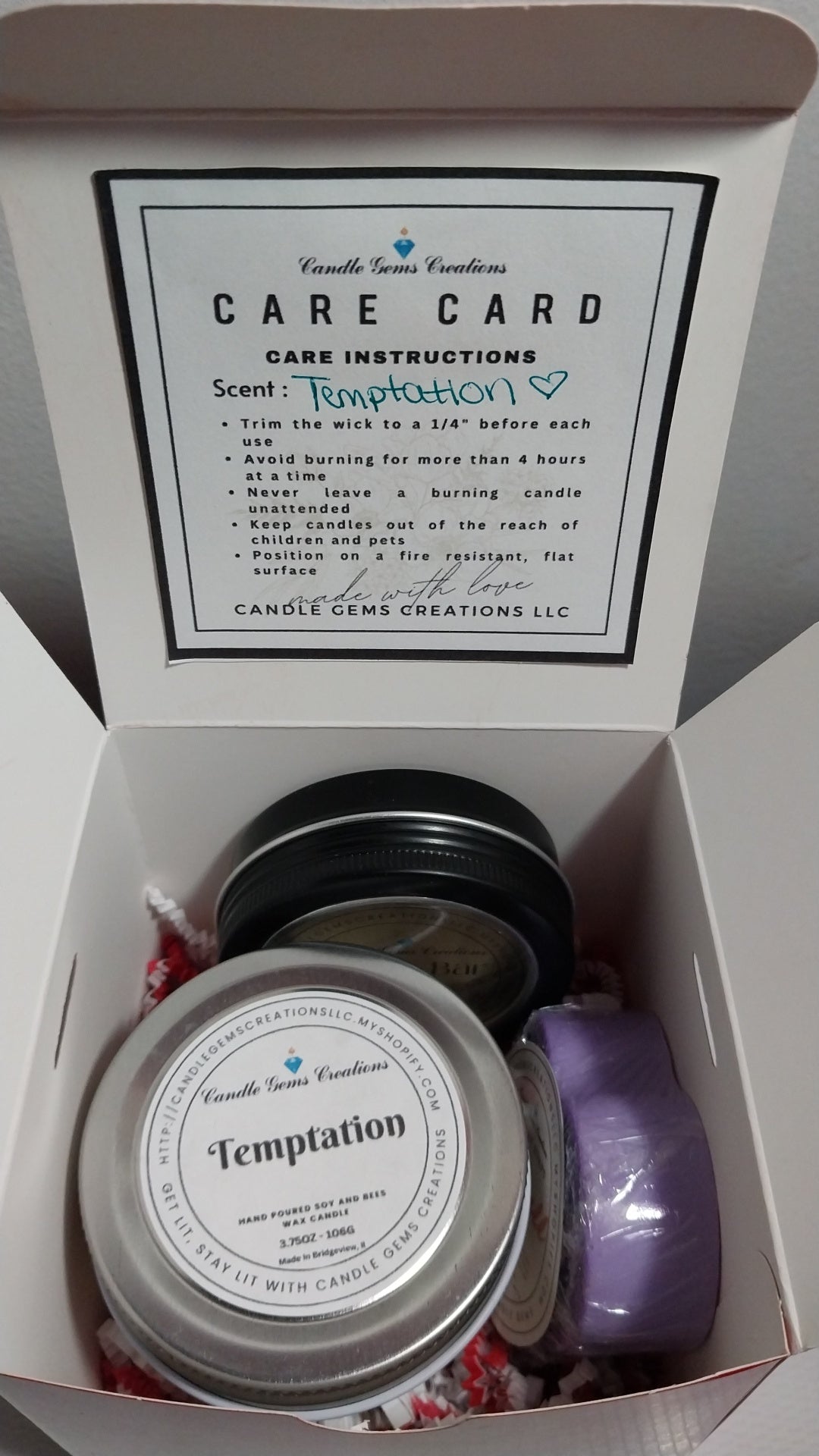 Silent Bark - Gemstone heart hemp seed oil lotion bar, Love spell