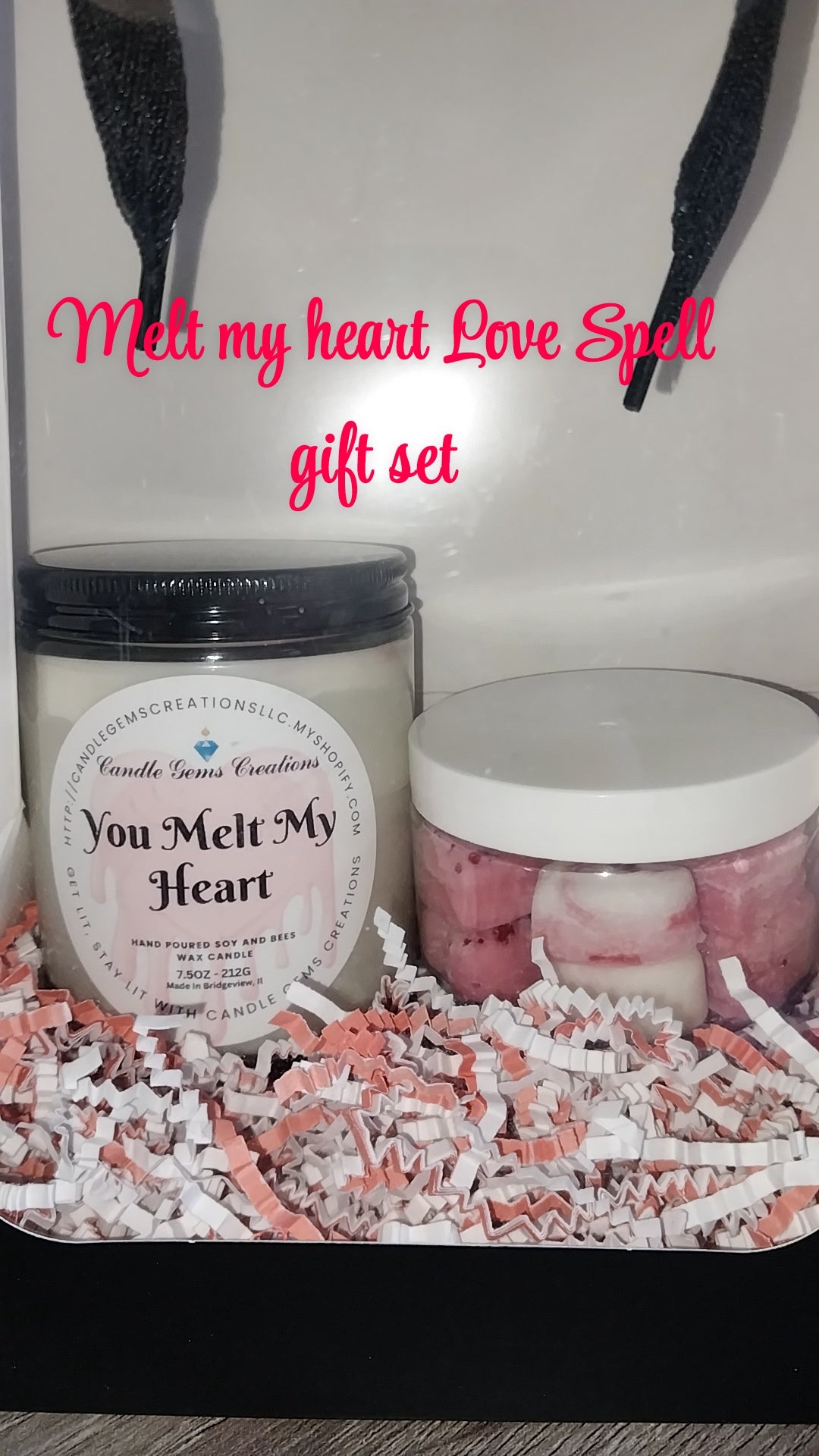 Melt my heart Love Spell gift set candle and wax melts