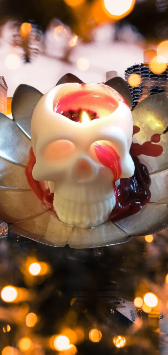 Bleeding skull candle