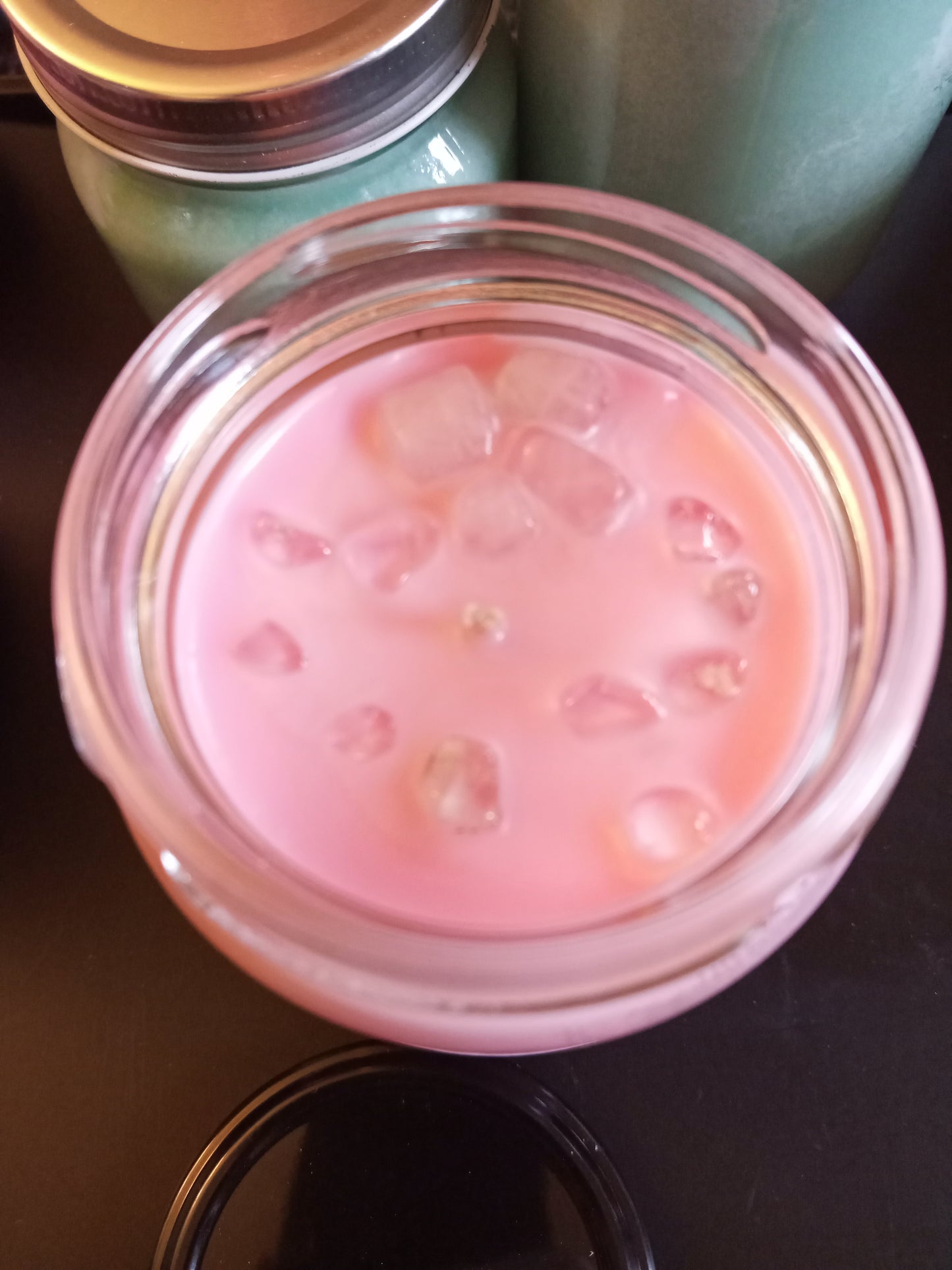 CLEARANCE Sugar Crystals Hand Poured Candle with real gems