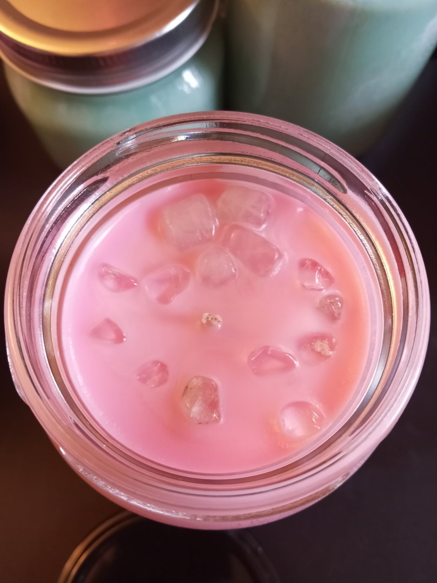 CLEARANCE Sugar Crystals Hand Poured Candle with real gems