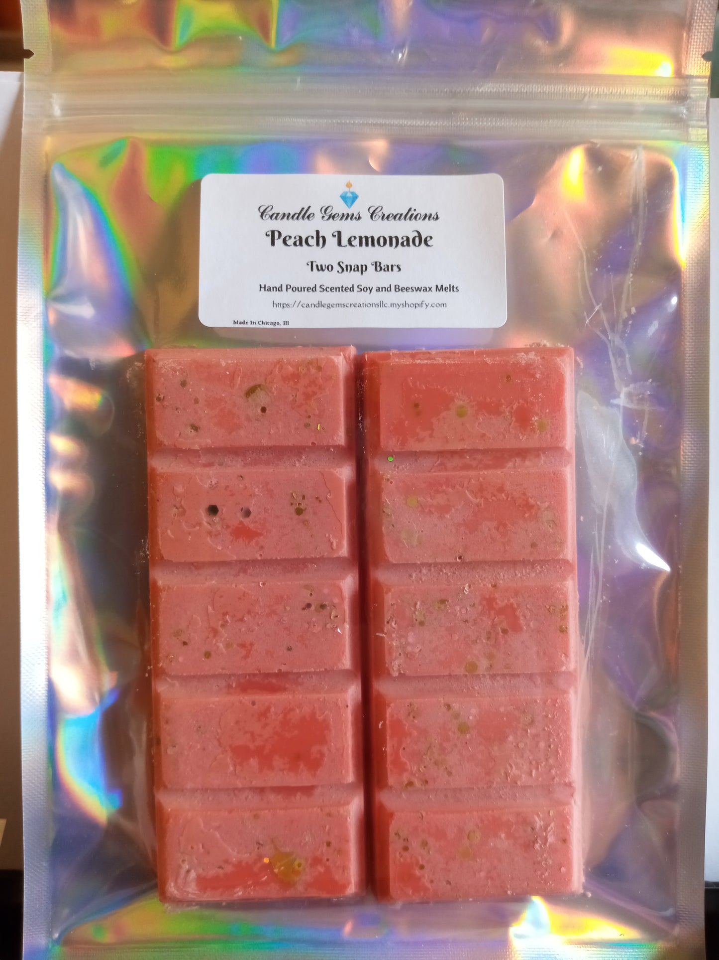 CLEARANCE Peach Lemonade Soy and Beeswax Snap Bar Wax Melts