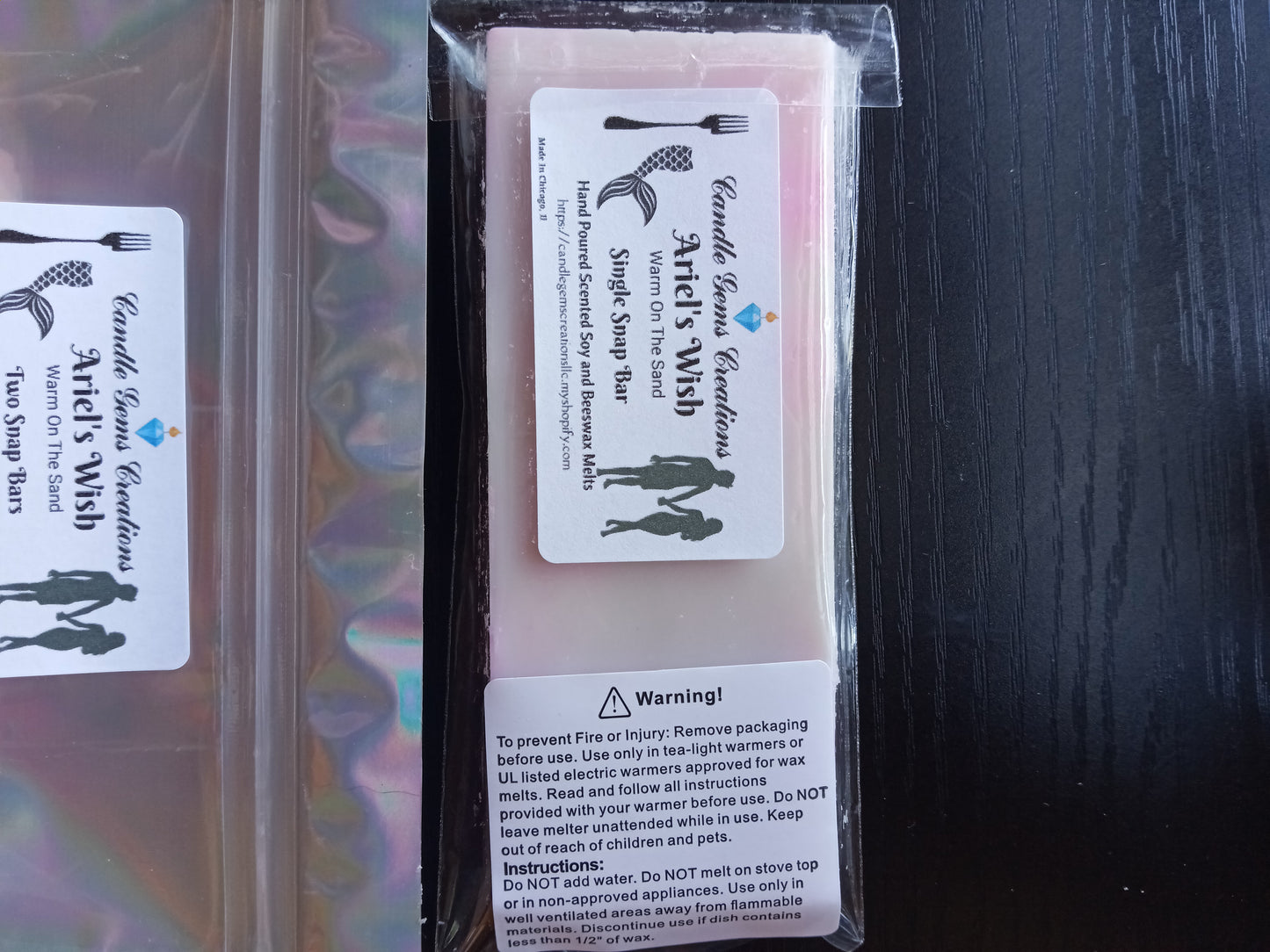 Ariel's Wish Limited Edition Marble snap bar wax melts Hand Poured