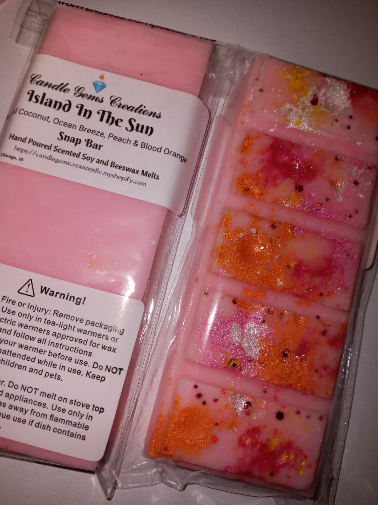 Island in the sun Soy and Beeswax Snap Bar Wax Melts