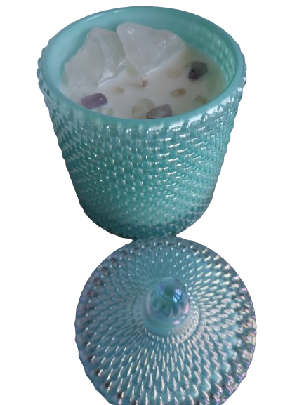 Sel De Mer Luxury Turquoise Vessel with Large Healing Natural Crystals