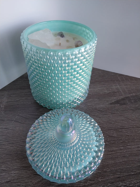 Sel De Mer Luxury Turquoise Vessel with Large Healing Natural Crystals