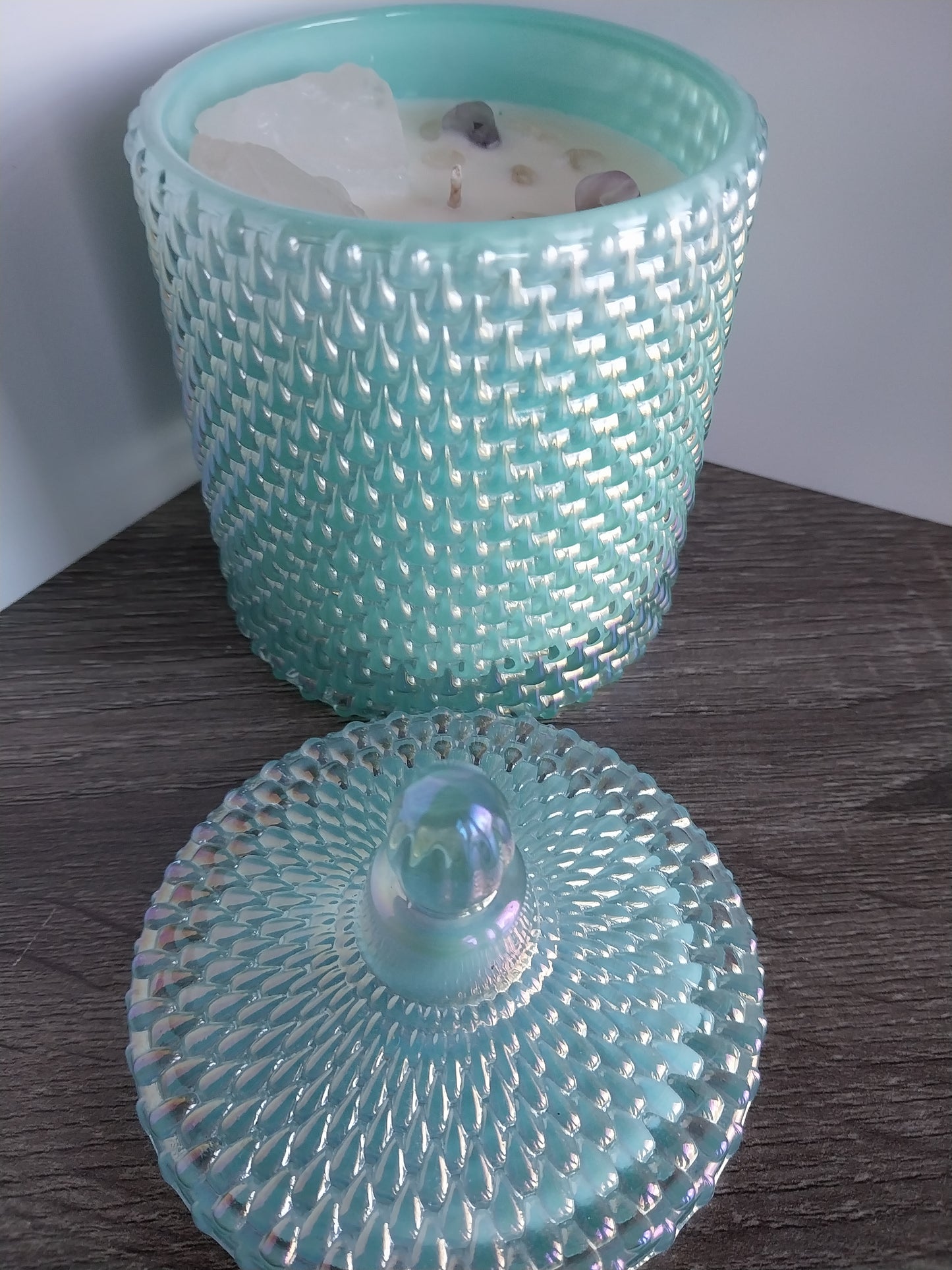 Sel De Mer Luxury Turquoise Vessel with Large Healing Natural Crystals