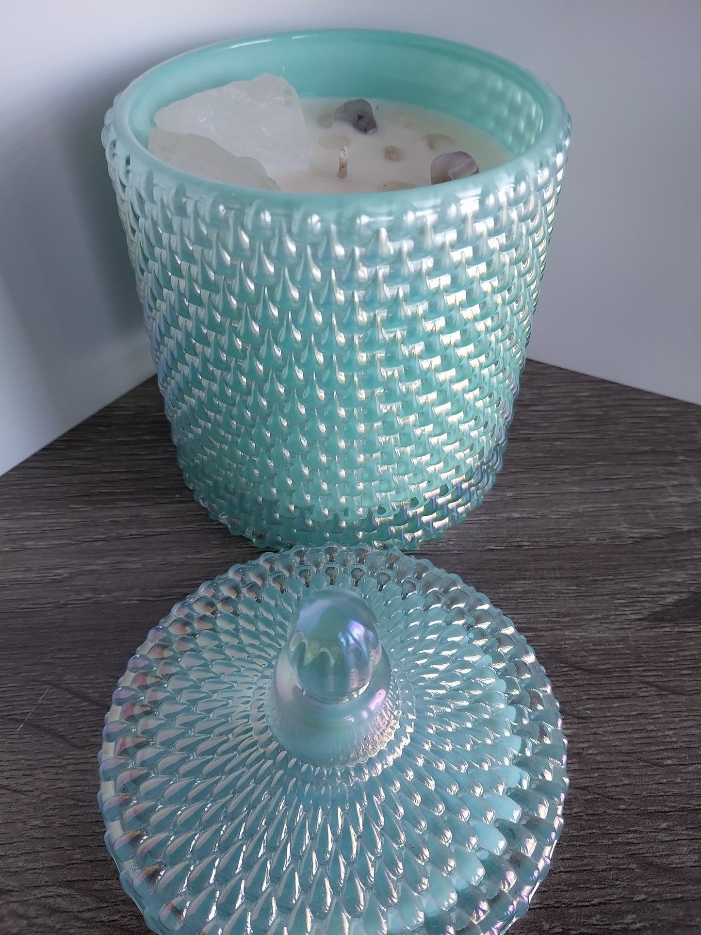 Sel De Mer Luxury Turquoise Vessel with Large Healing Natural Crystals