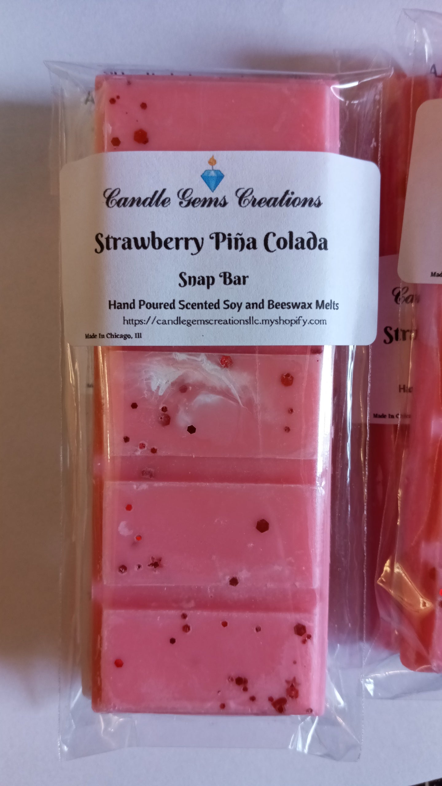 Strawberry Pina Colada Limited Edition Marble or Glitter snap bar wax melts Hand Poured