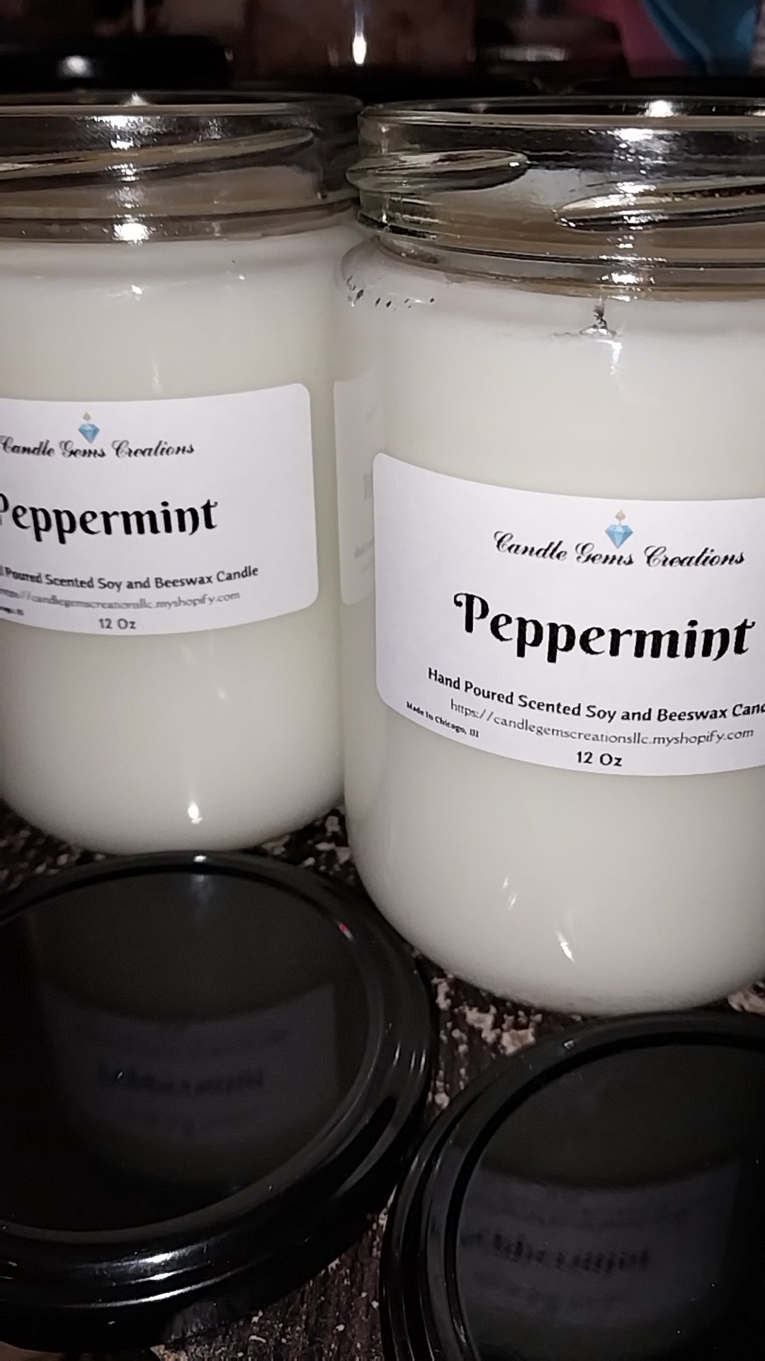 Peppermint essential oil Hand Poured Soy and Beeswax Candle