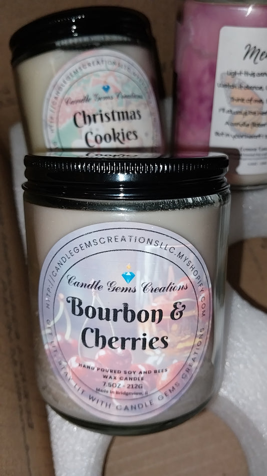 Bourbon and cherries poured candle