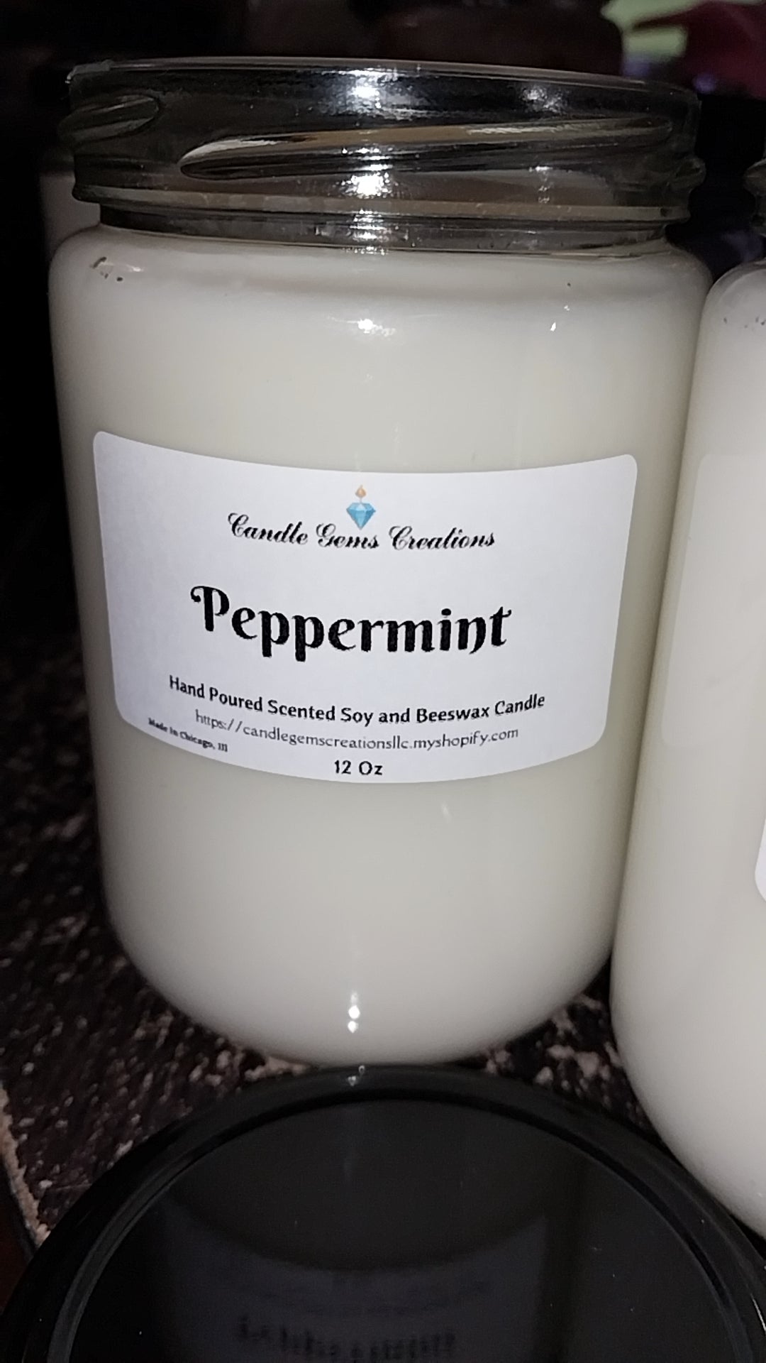 Peppermint essential oil Hand Poured Soy and Beeswax Candle