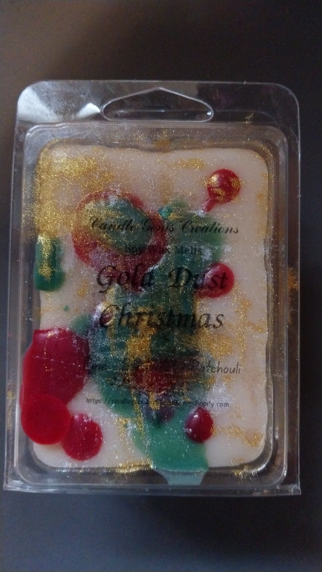 Gold dust Christmas clamshell soy wax melts