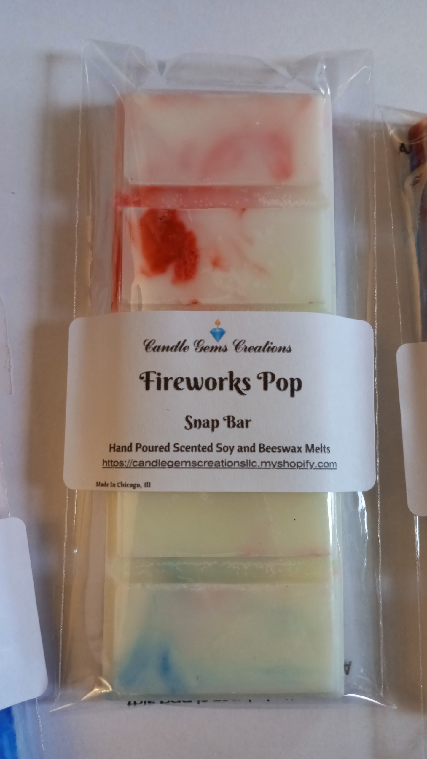 Firecracker Pop Limited Edition Marble or Glitter snap bar wax melts Hand Poured