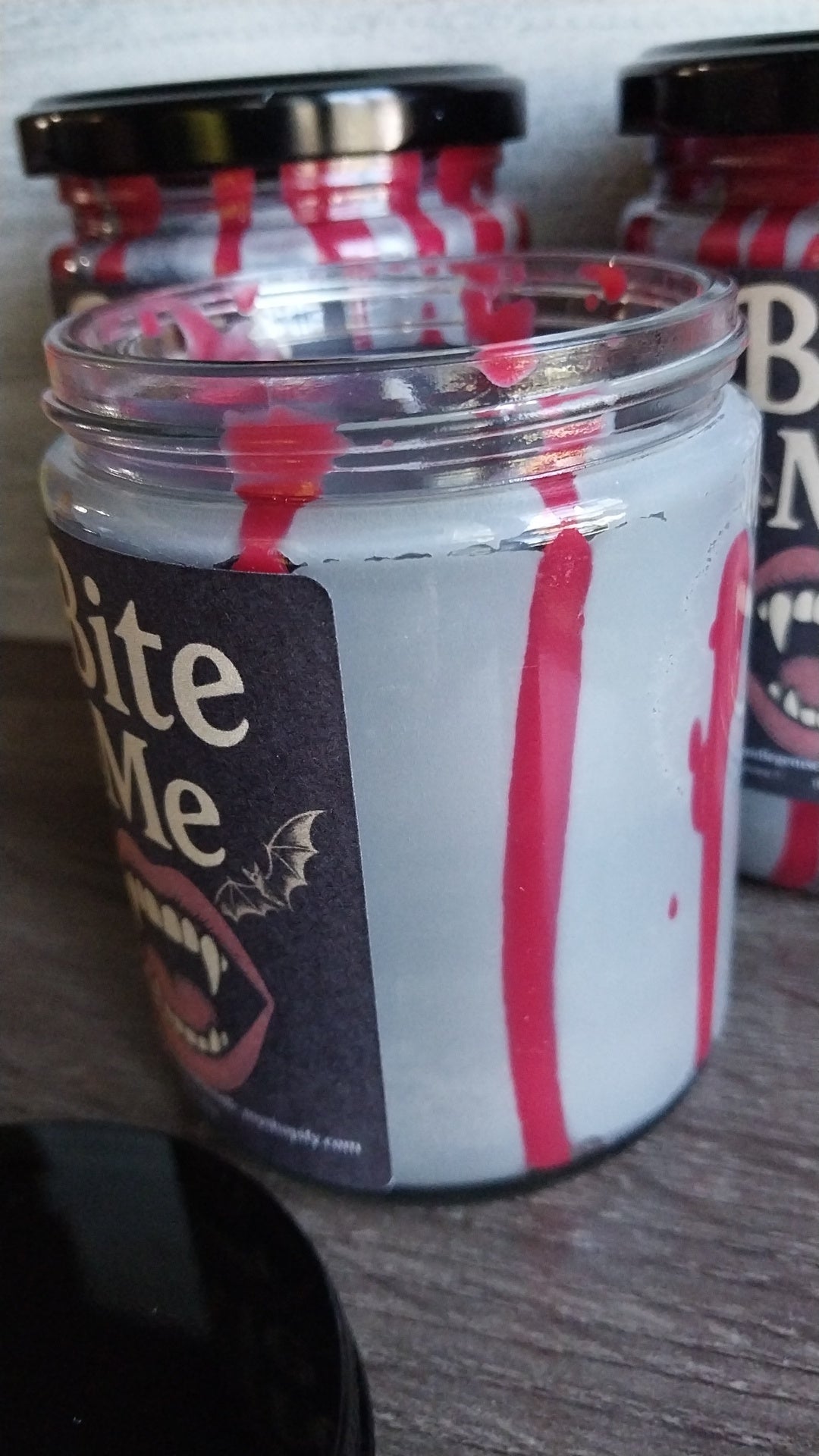 Bite Me Hand Poured Candle and coffin gem set limited Fall edition
