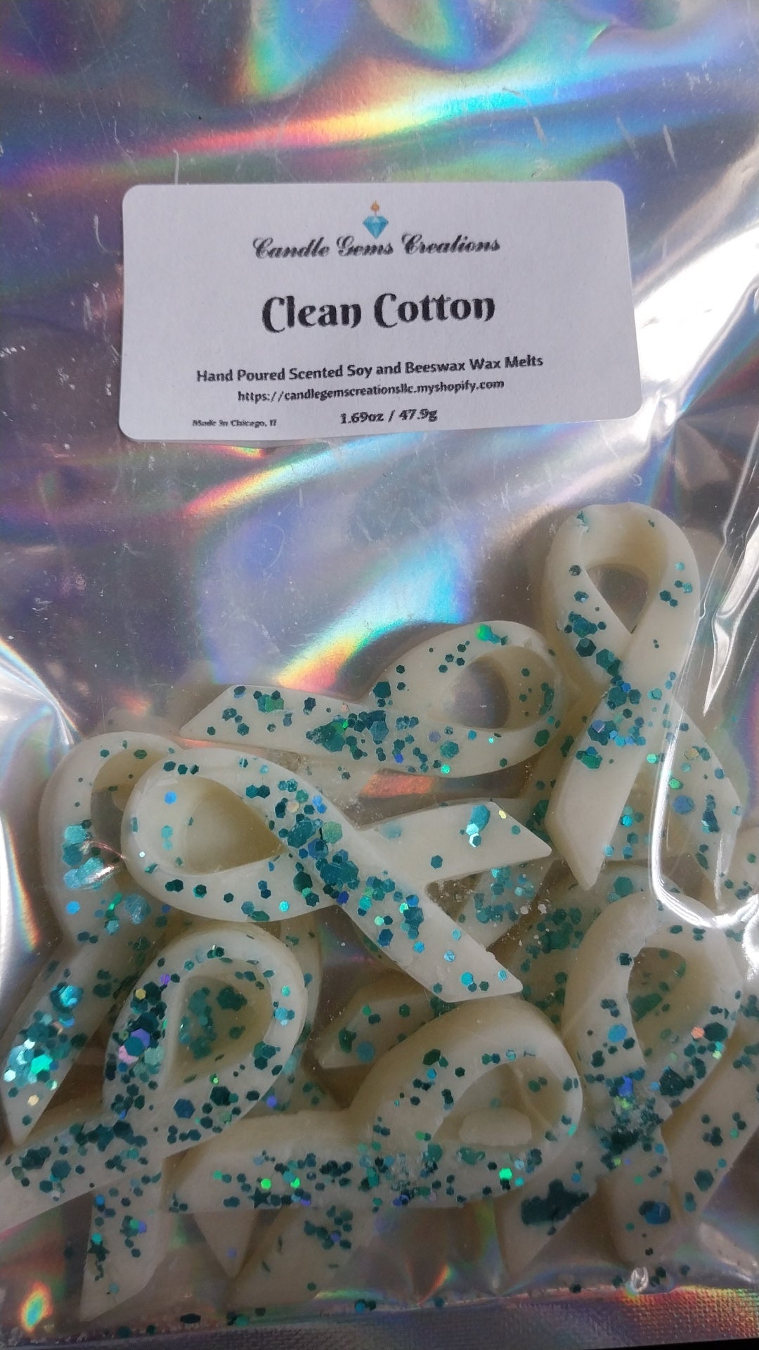 NEW Sparkle cancer ribbon wax melts - clean cotton