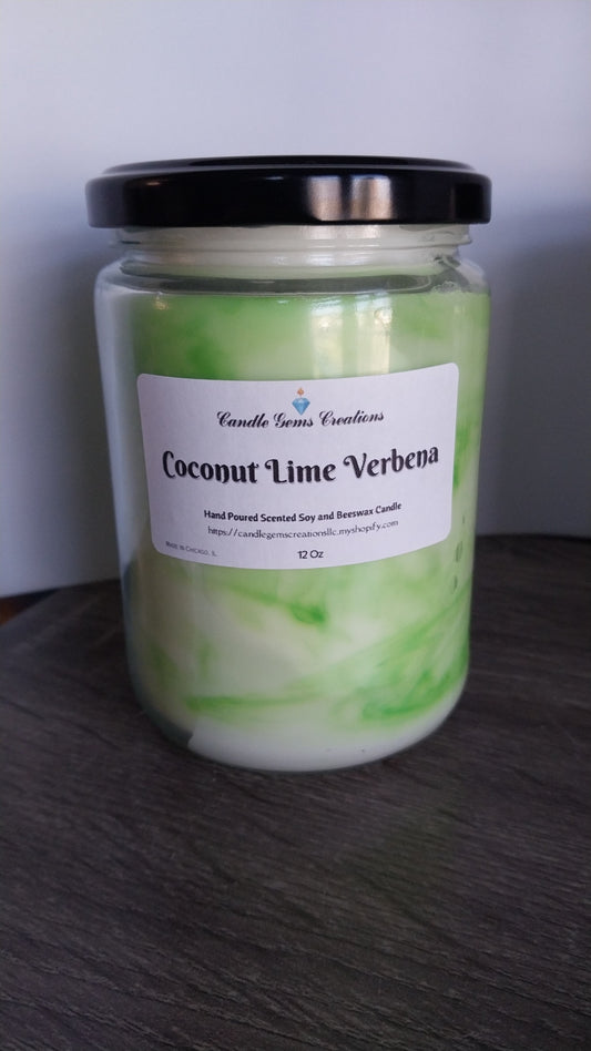 Coconut Lime Verbena Hande Poured Candle