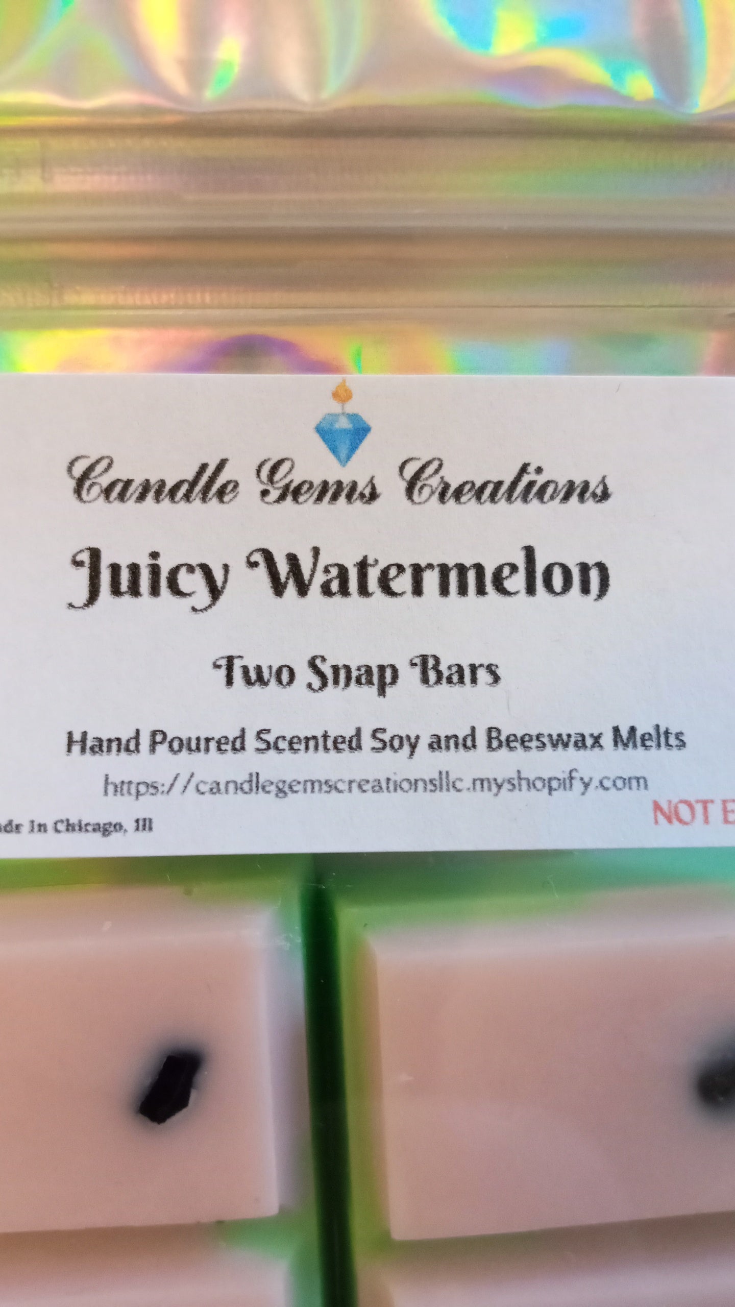 Watermelon Limited Edition gemstone snap bar wax melts Hand Poured