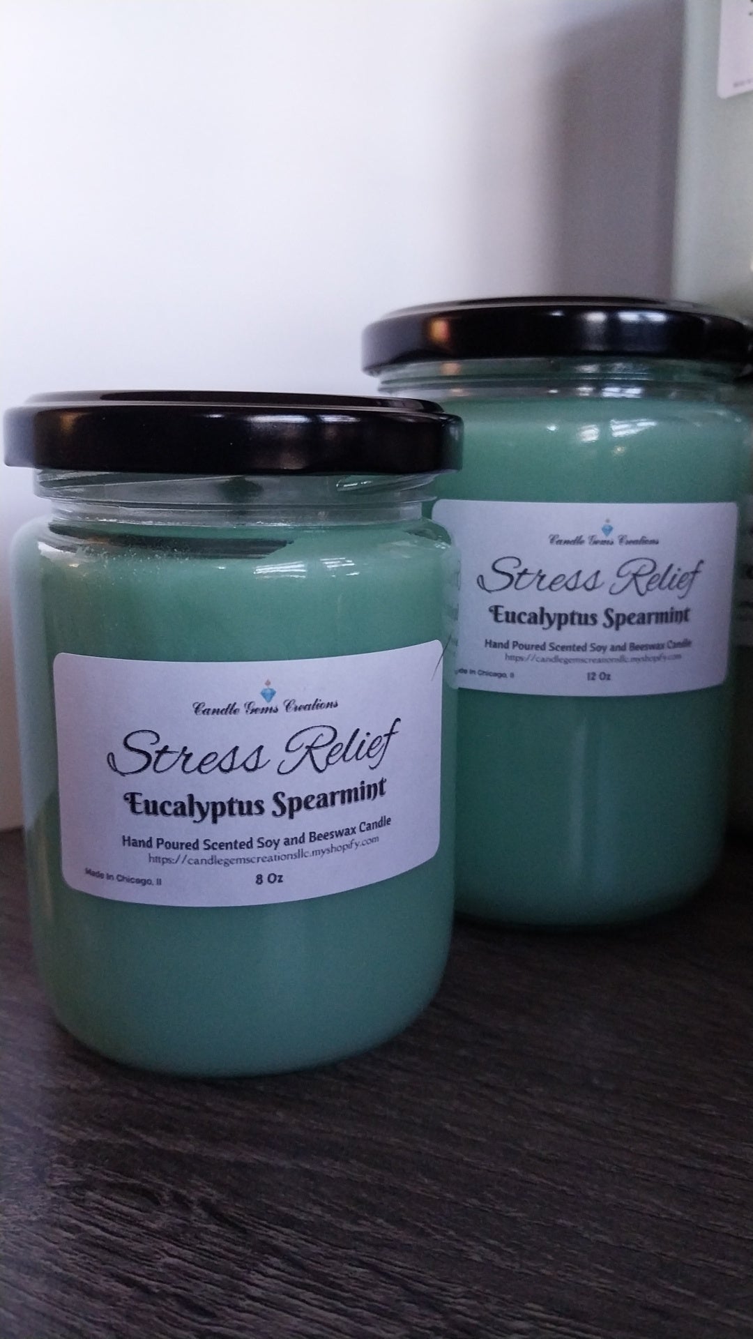 CLEARANCE Eucalyptus Spearmint Stress Relief Hand Poured Candle