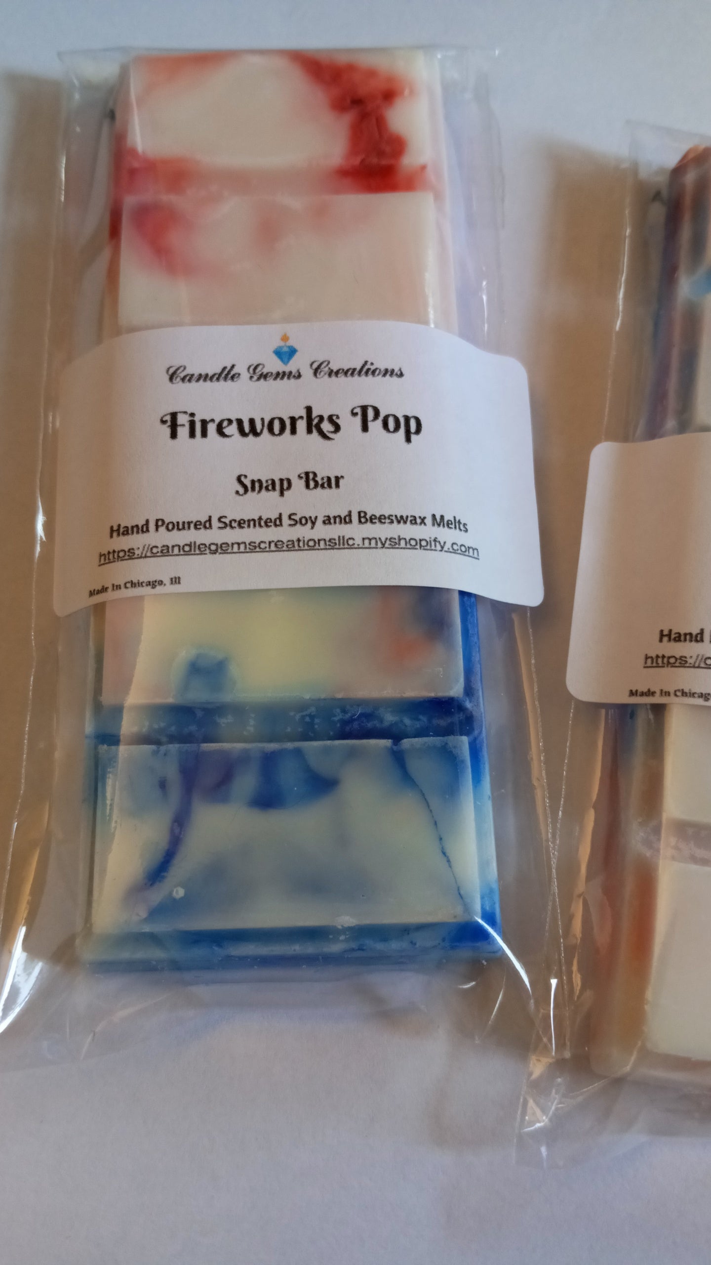 Firecracker Pop Limited Edition Marble or Glitter snap bar wax melts Hand Poured