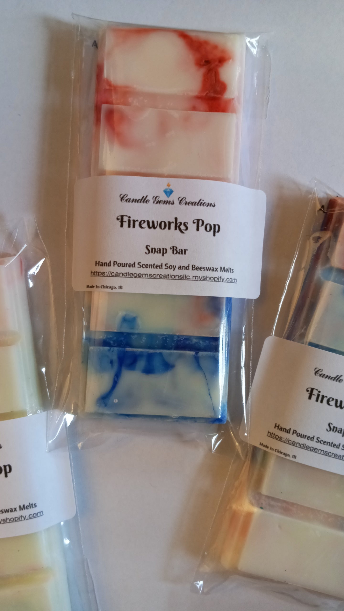 Firecracker Pop Limited Edition Marble or Glitter snap bar wax melts Hand Poured