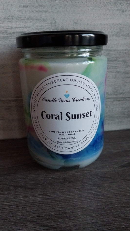 Coral Sunset Candle Hand Poured limited edition c