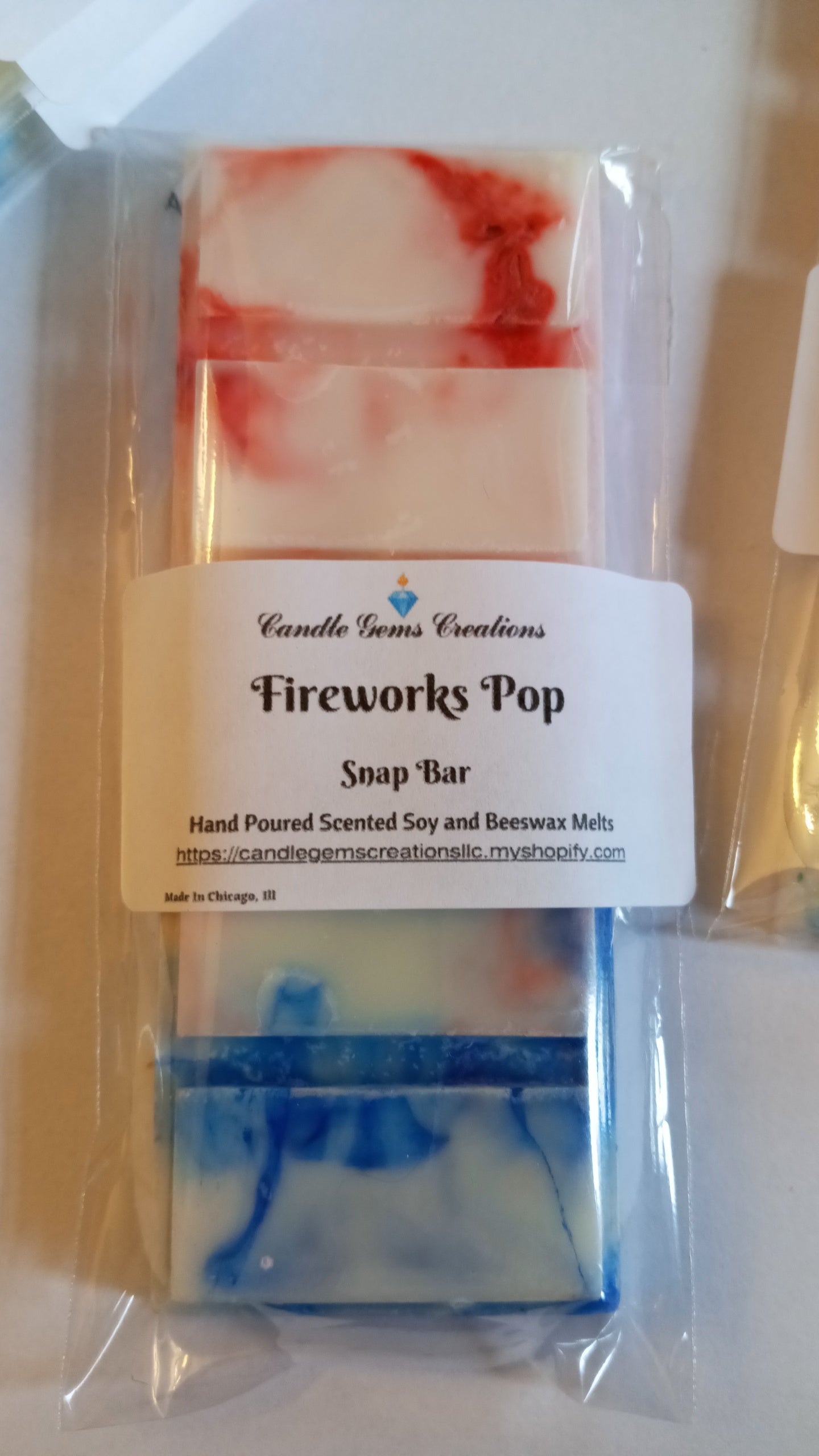 Firecracker Pop Limited Edition Marble or Glitter snap bar wax melts Hand Poured