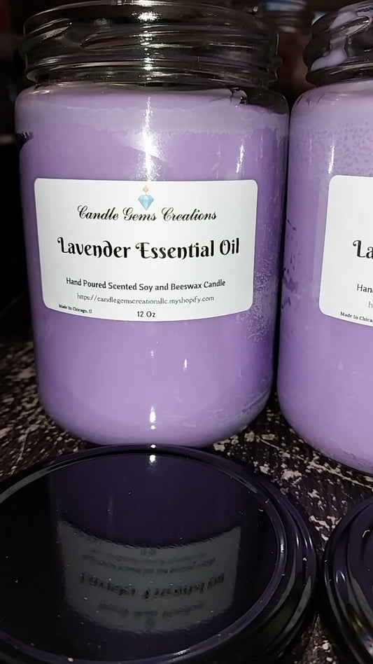 Lavender Essential oil Hand Poured Soy and Beeswax Candle