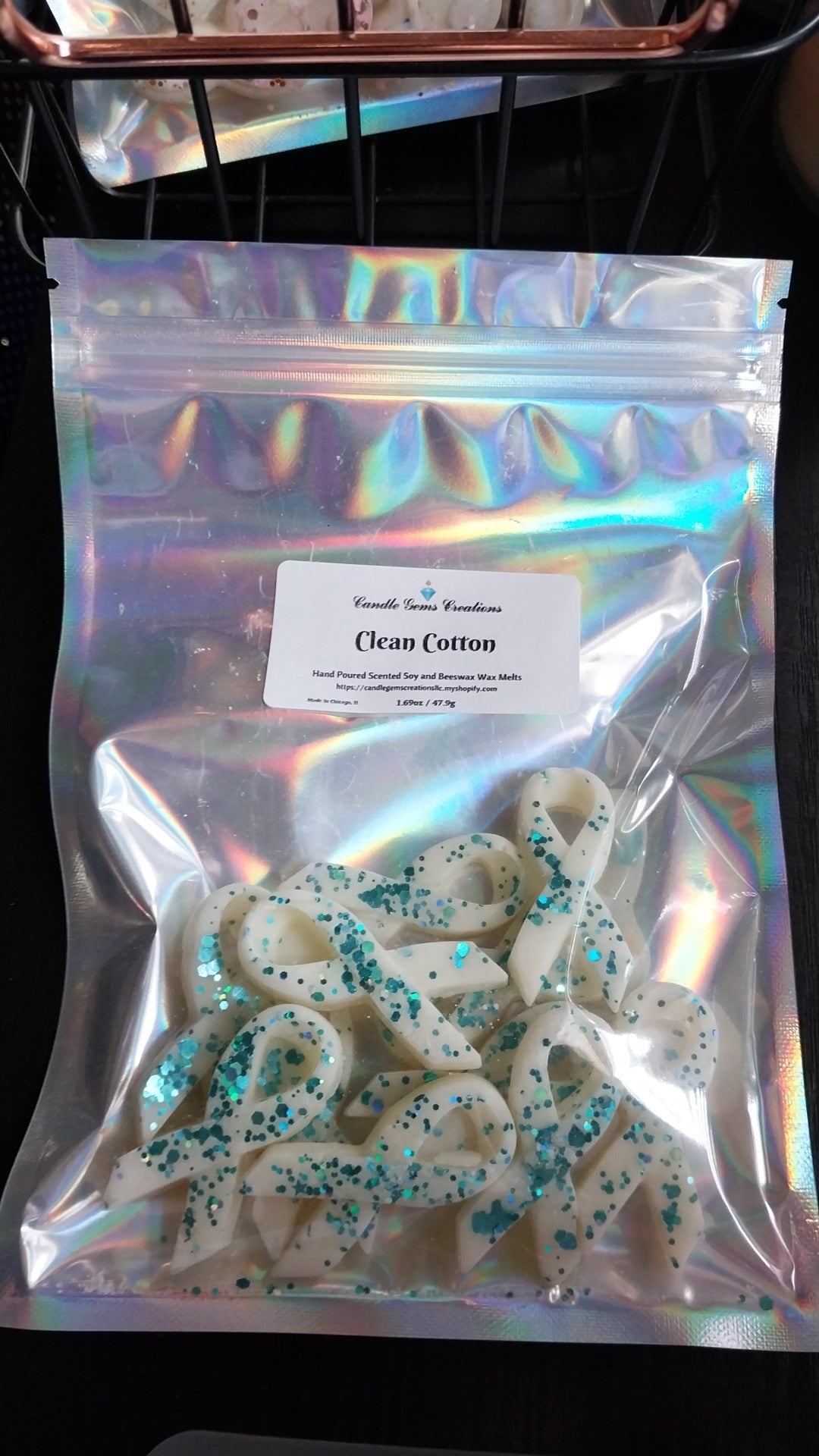 NEW Sparkle cancer ribbon wax melts - clean cotton