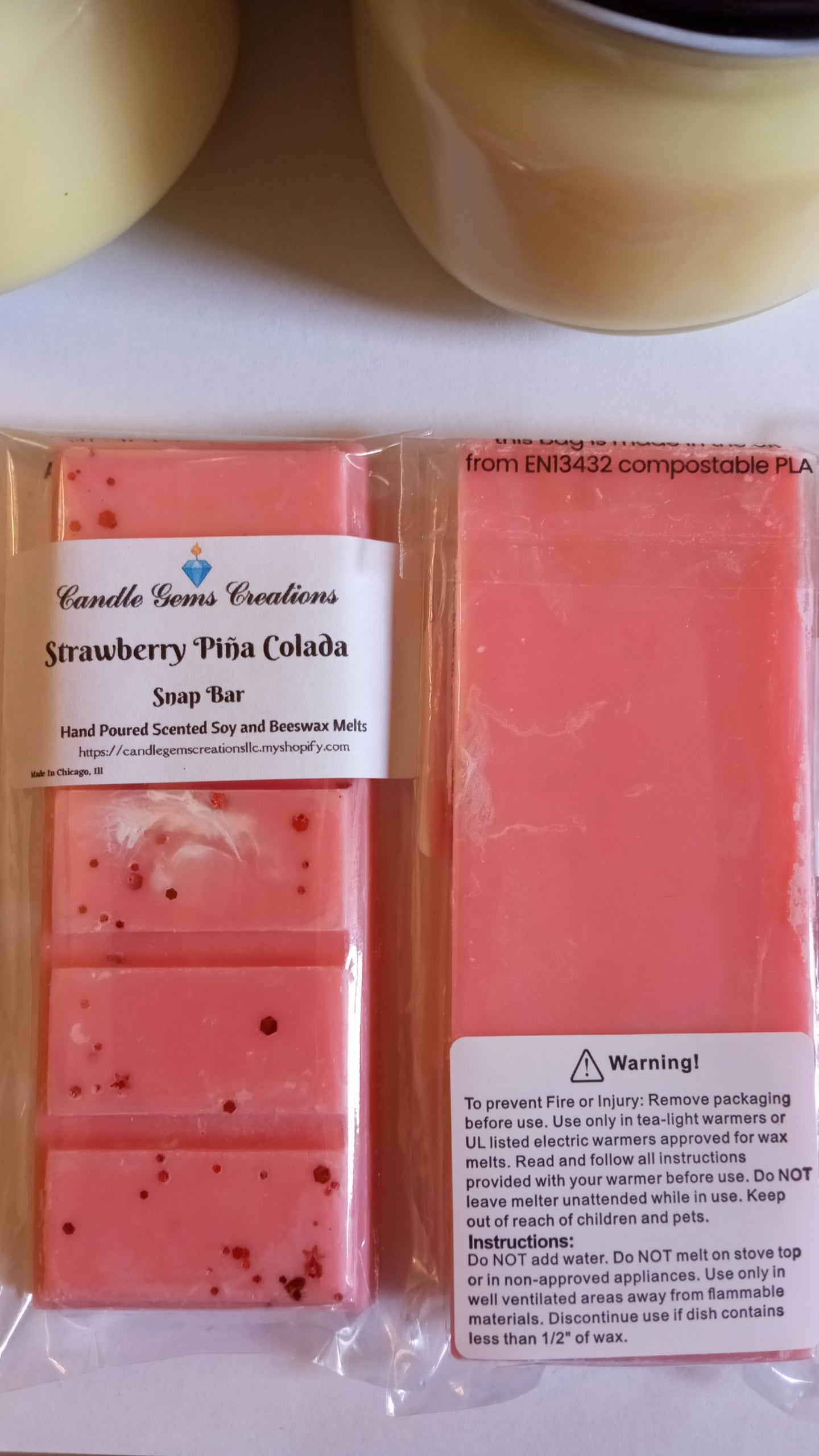 Strawberry Pina Colada Limited Edition Marble or Glitter snap bar wax melts Hand Poured