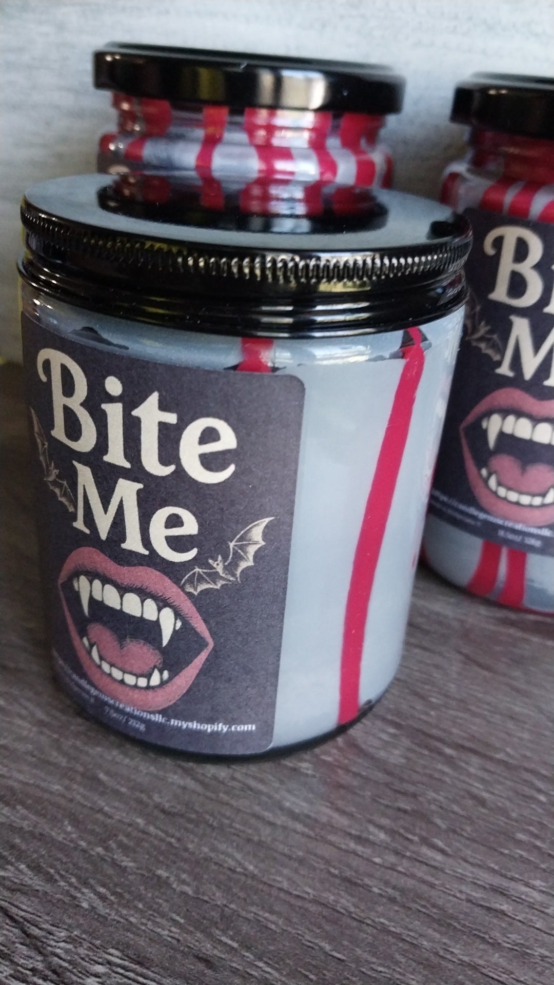 Bite Me Hand Poured Candle and coffin gem set limited Fall edition