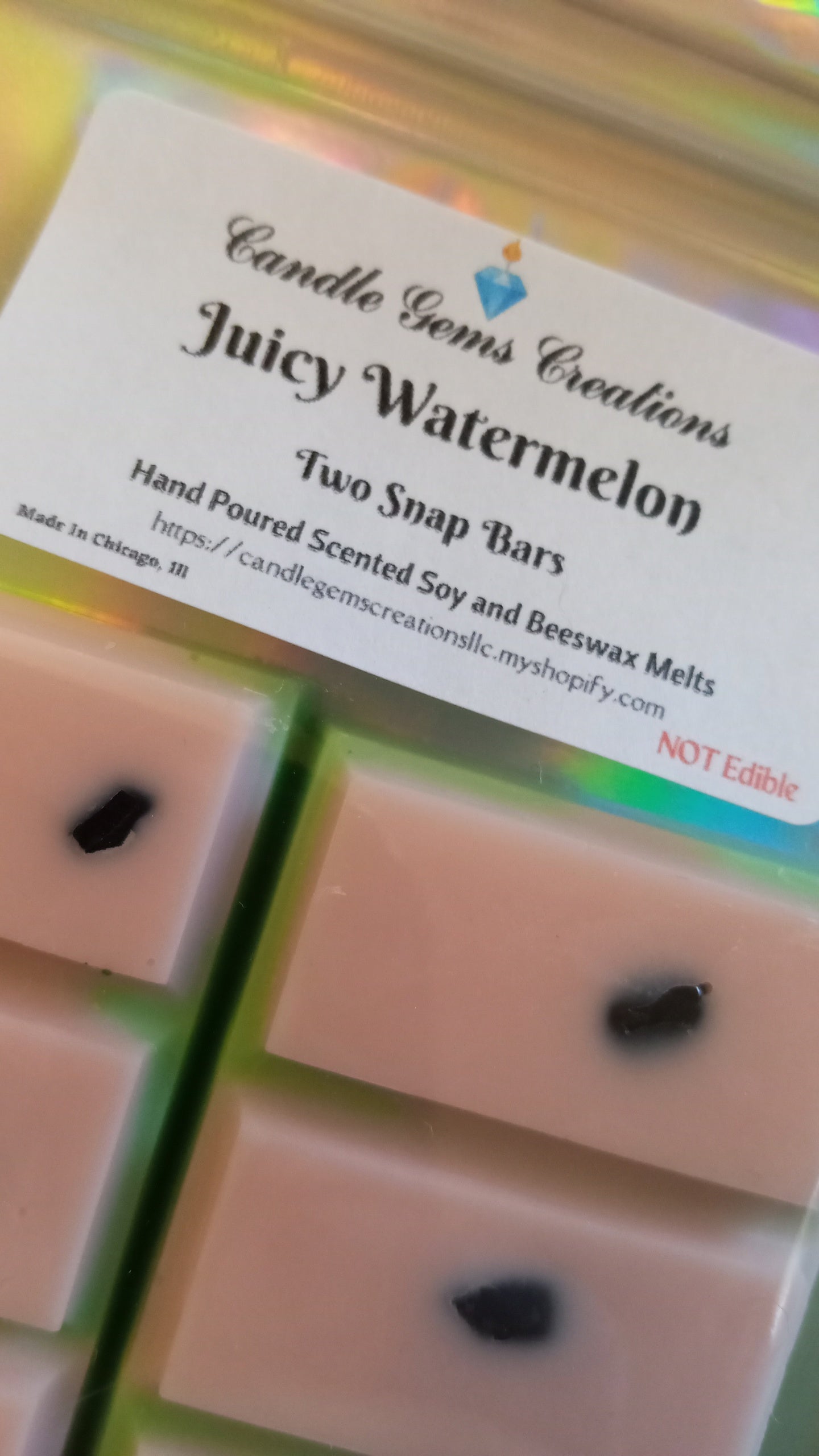 Watermelon Limited Edition gemstone snap bar wax melts Hand Poured