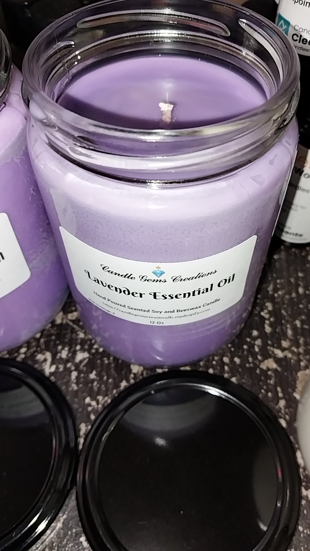 Lavender Essential oil Hand Poured Soy and Beeswax Candle