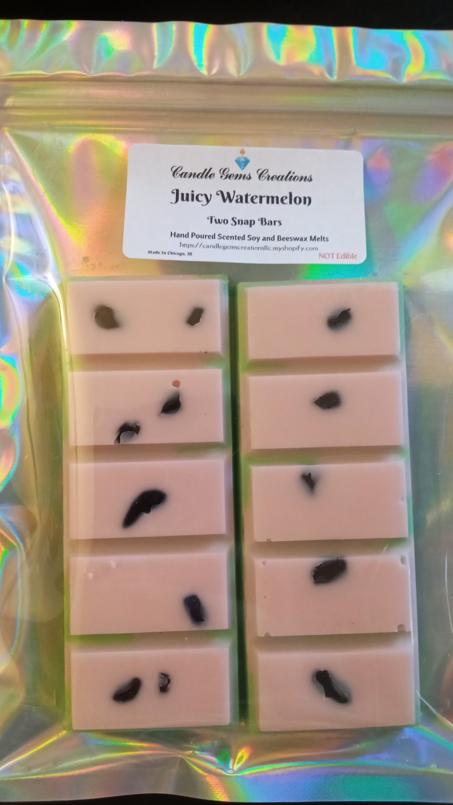 Watermelon Limited Edition gemstone snap bar wax melts Hand Poured