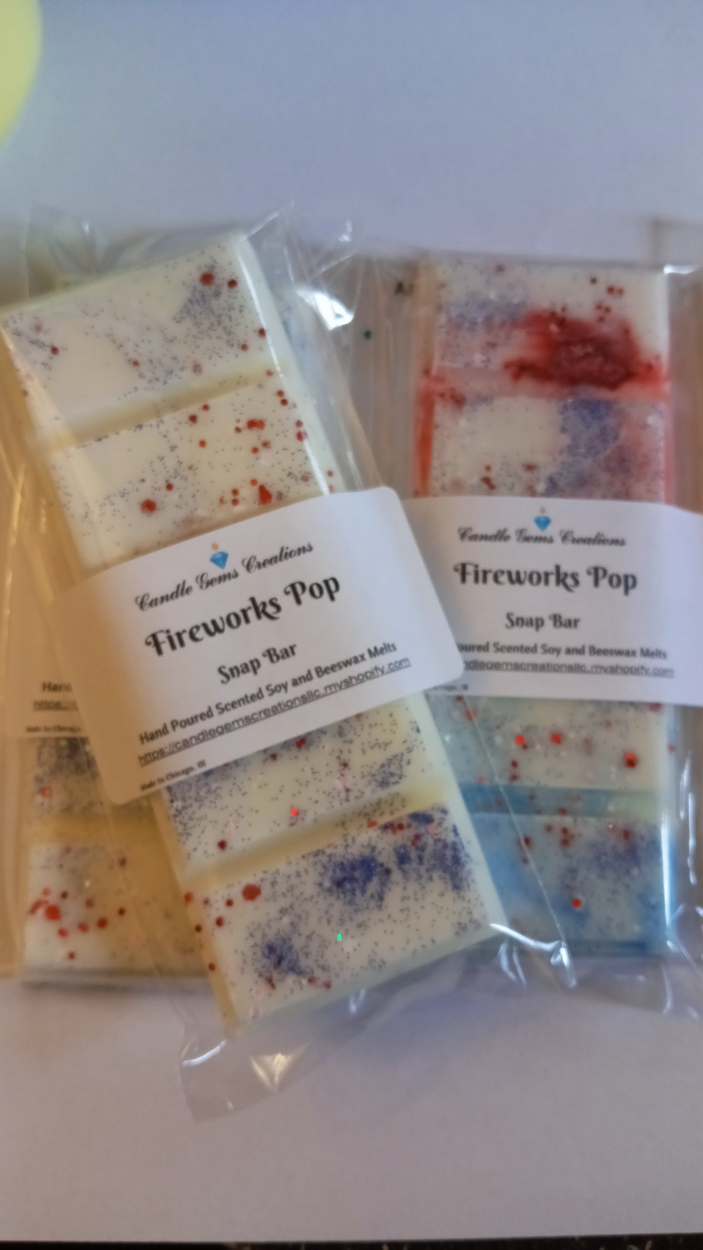 Firecracker Pop Limited Edition Marble or Glitter snap bar wax melts Hand Poured