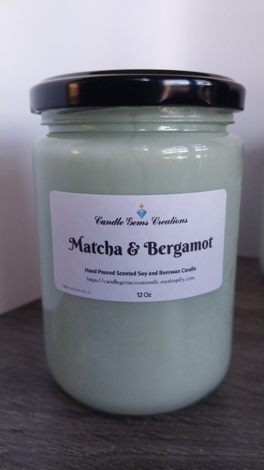 CLEARANCE Matcha and bergamot Hande Poured Candle