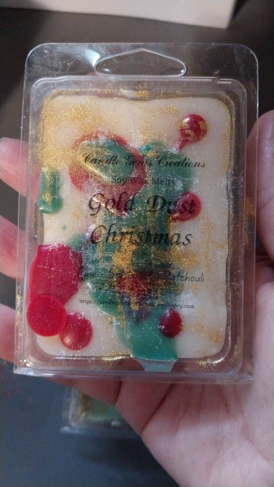 Gold dust Christmas clamshell soy wax melts