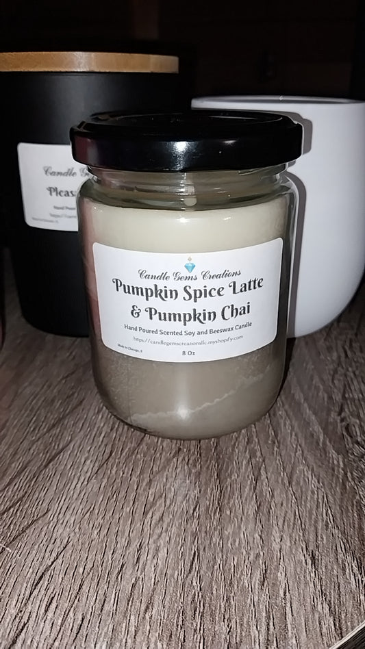 Pumpkin Chai + Pumpkin Spice Latte Candle Hand Poured