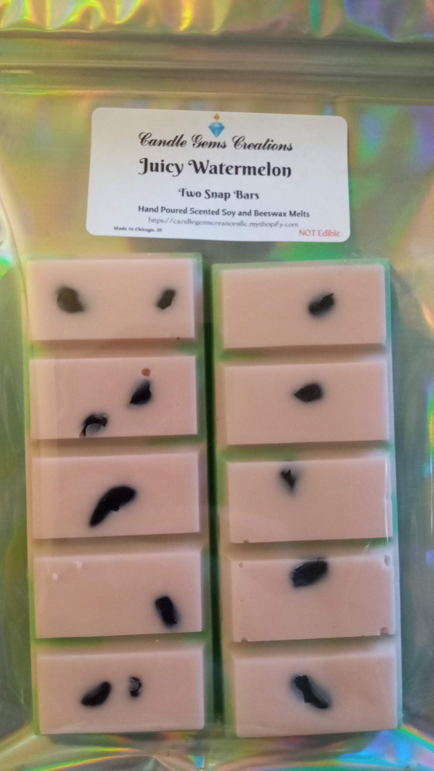 Watermelon Limited Edition gemstone snap bar wax melts Hand Poured