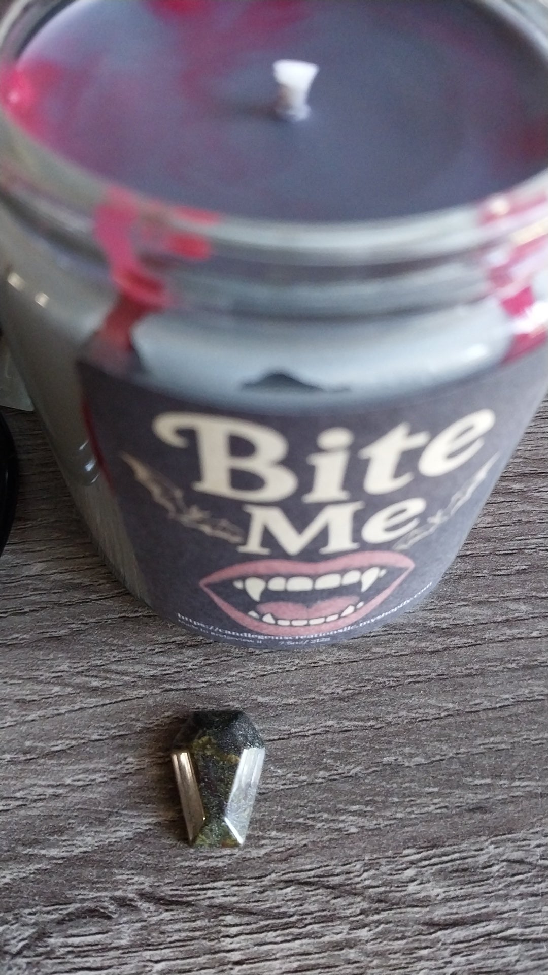 Bite Me Hand Poured Candle and coffin gem set limited Fall edition