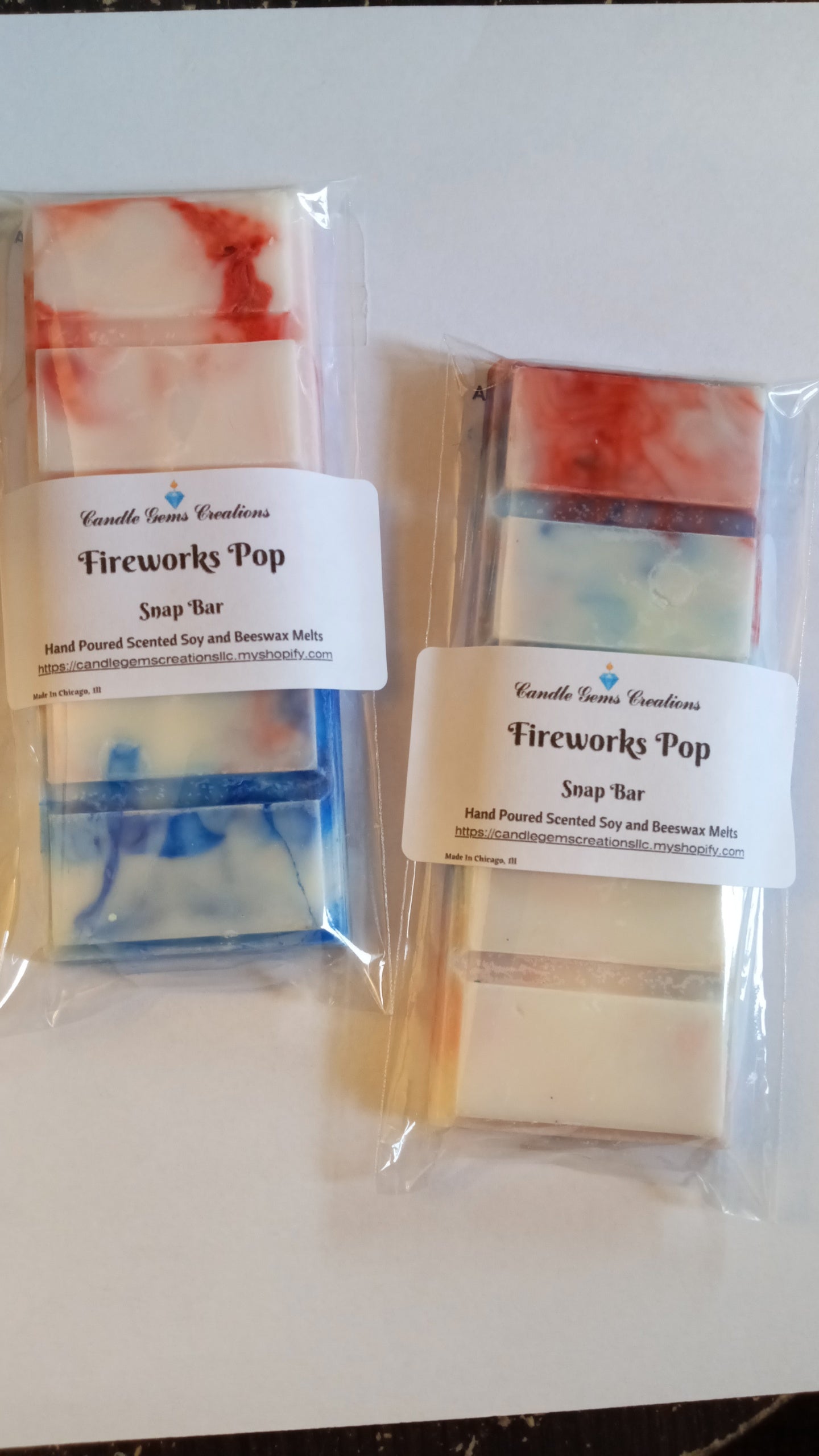 Firecracker Pop Limited Edition Marble or Glitter snap bar wax melts Hand Poured