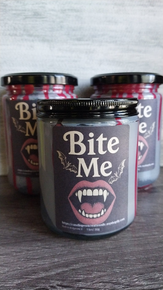 Bite Me Hand Poured Candle and coffin gem set limited Fall edition