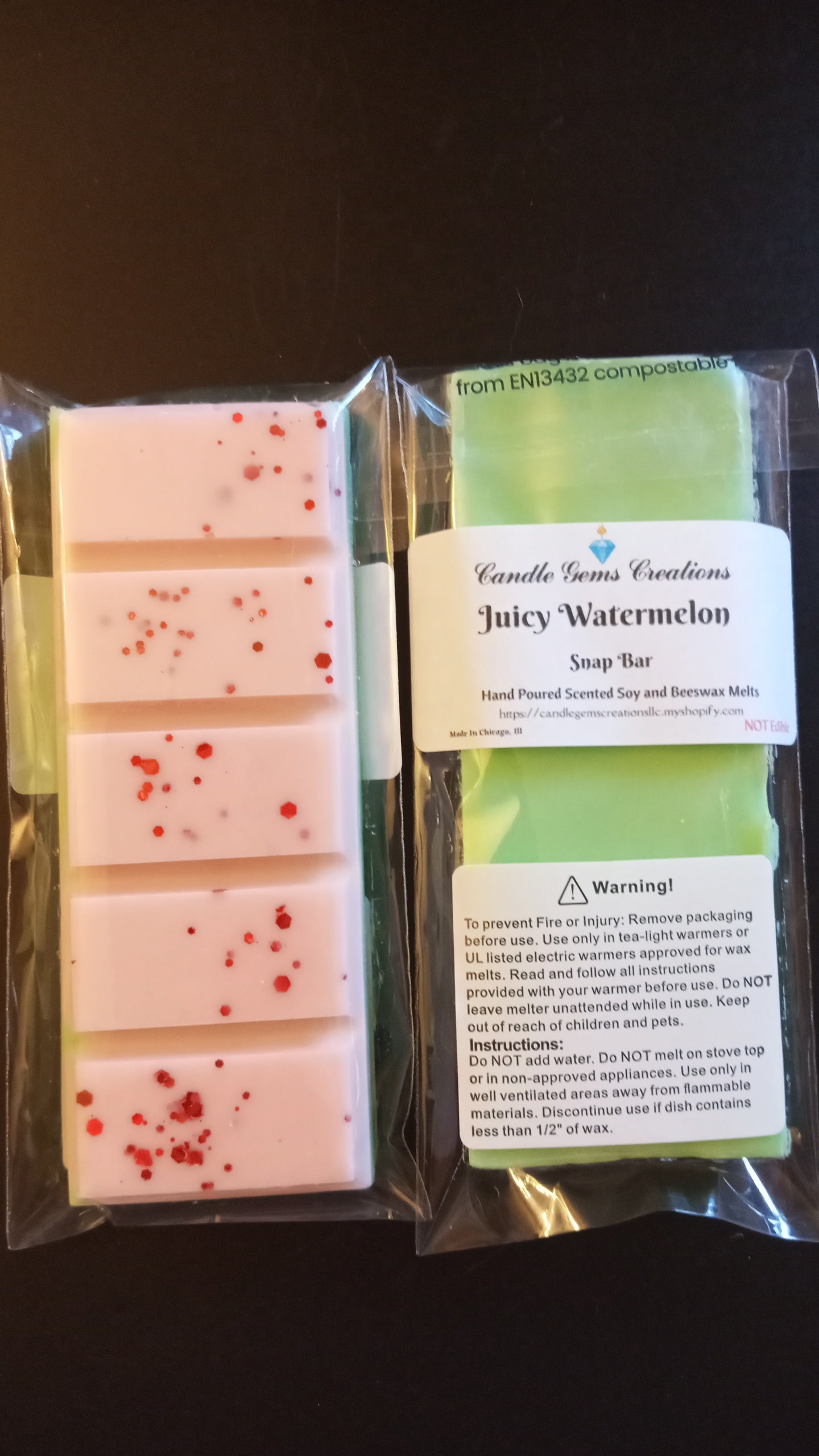 Watermelon Limited Edition gemstone snap bar wax melts Hand Poured