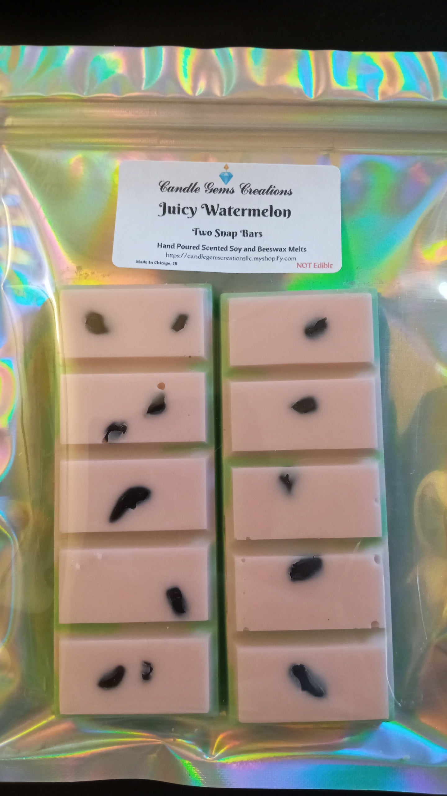 Watermelon Limited Edition gemstone snap bar wax melts Hand Poured