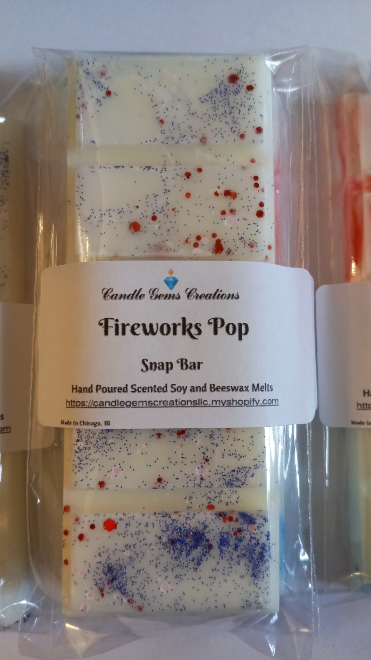 Firecracker Pop Limited Edition Marble or Glitter snap bar wax melts Hand Poured