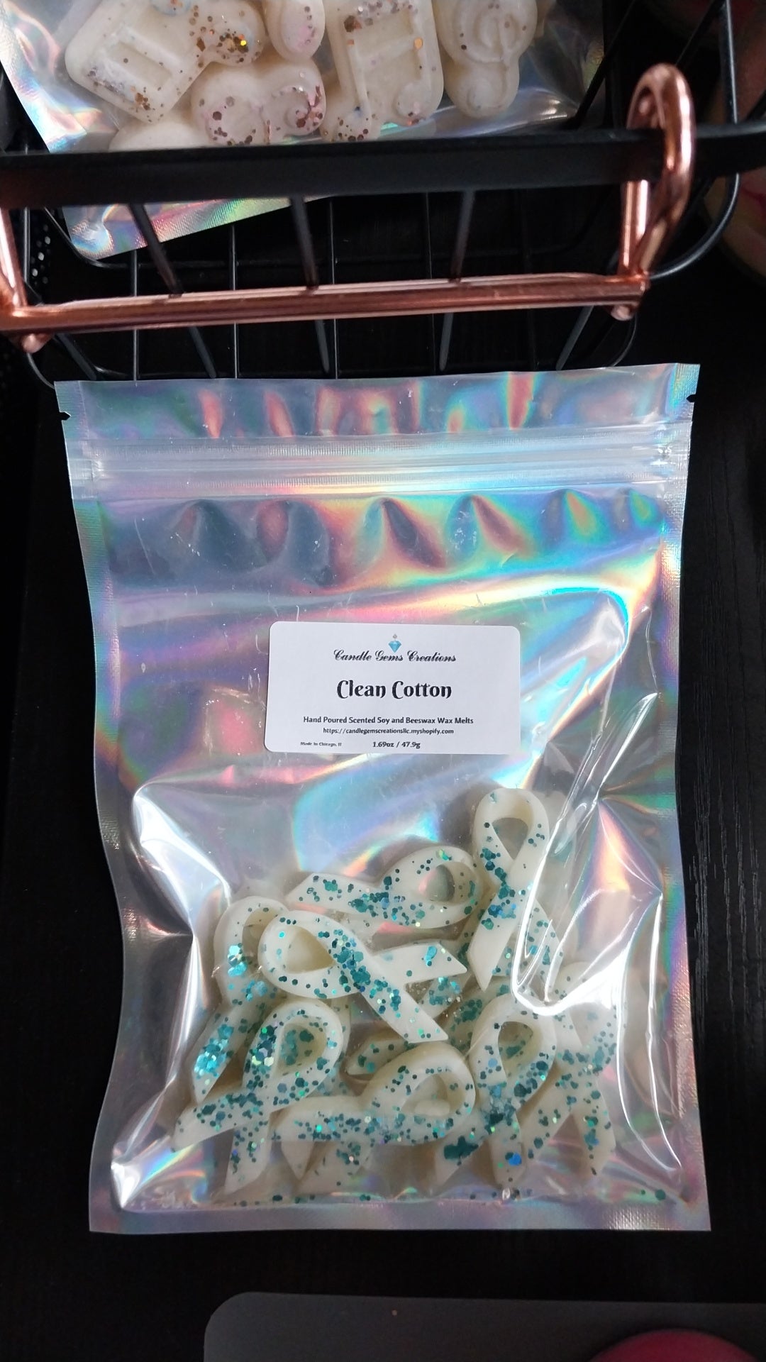 NEW Sparkle cancer ribbon wax melts - clean cotton