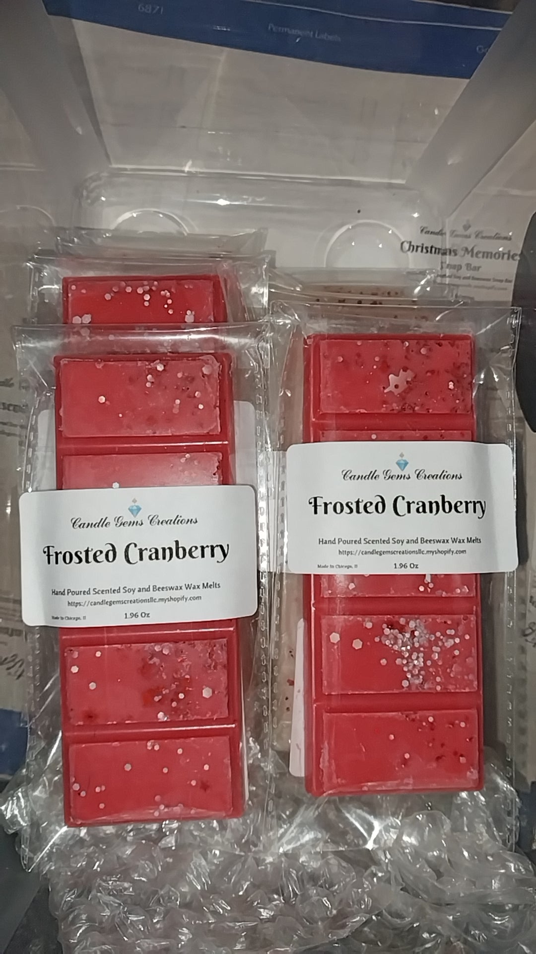 Frosted Cranberry Wax melt snap bar