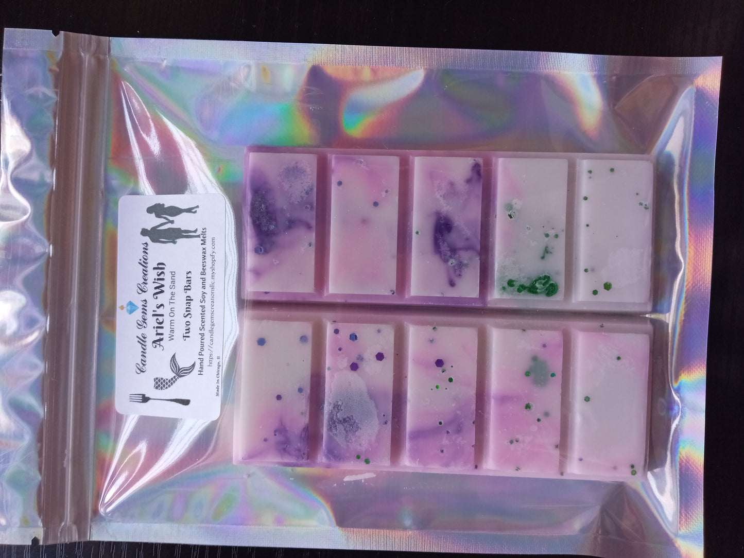 Ariel's Wish Limited Edition Marble snap bar wax melts Hand Poured