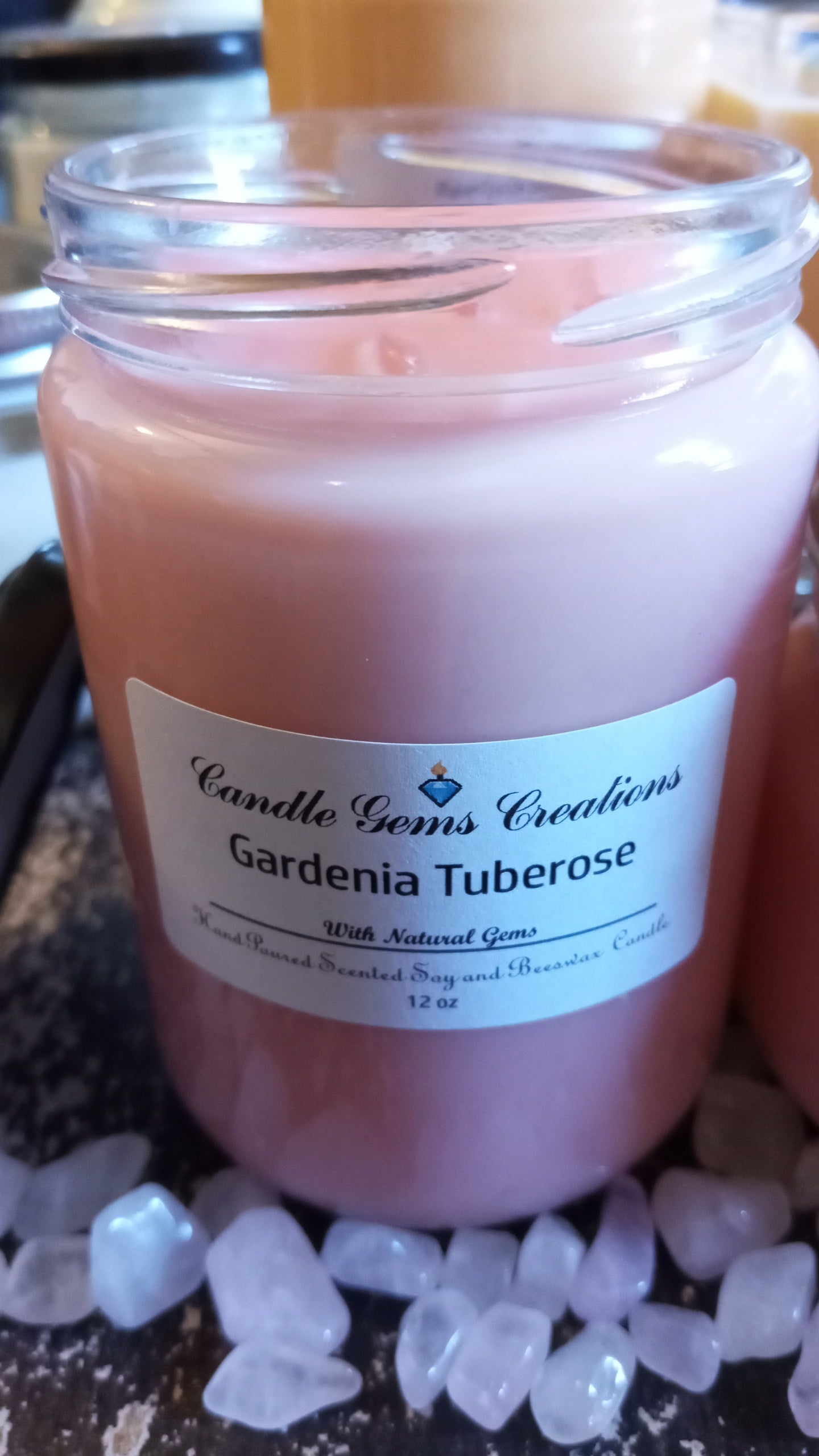 Gardenia Tuberose Hand Poured Soy and Beeswax Candle